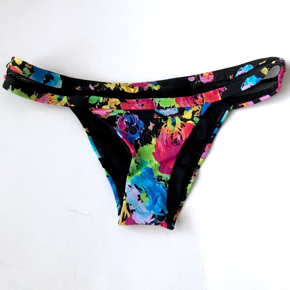 Pilyq black floral swim bottoms bikini